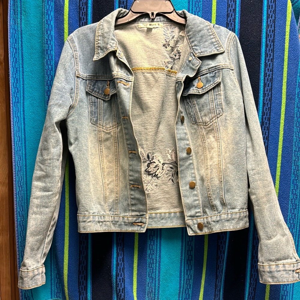Blue floral Jean Jacket.  NWOT